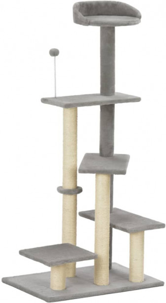 Kissan kiipeilypuu, sisal-pylväällä, 60x40x125cm, harmaa