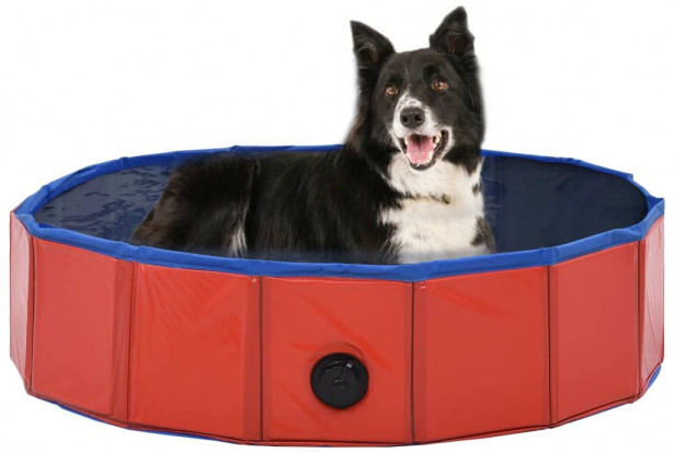 Kokoontaitettava koiran uima-allas, punainen, 80x20cm