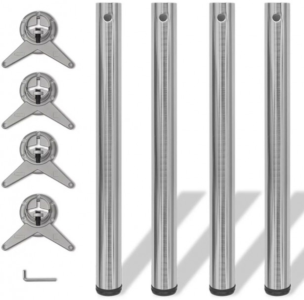 4 korkeussäädettävää pöydän jalkaa harjattu nikkeli 710mm_1
