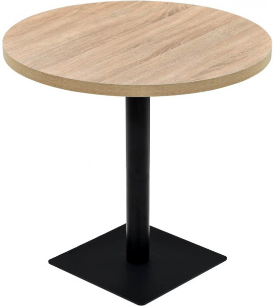 Bistropöytä mdf ja teräs pyöreä 80x75 cm tammenvärinen_1