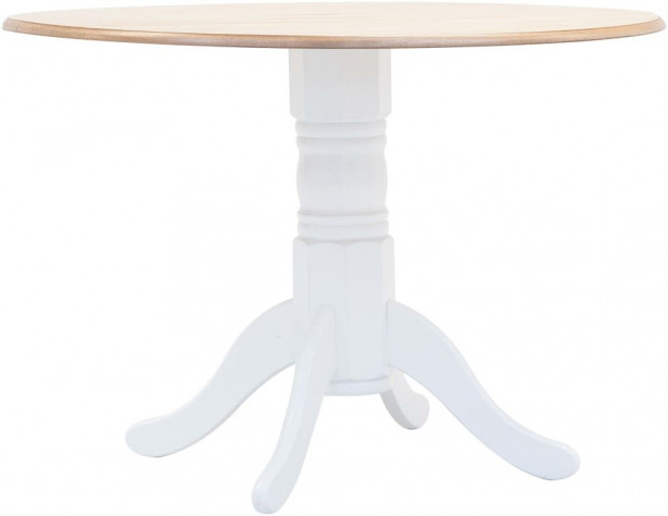 Ruokapöytä valkoinen ja ruskea 106 cm kumipuu_1