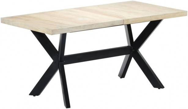 Ruokapöytä valkoinen 160x80x75 cm mangopuu_1