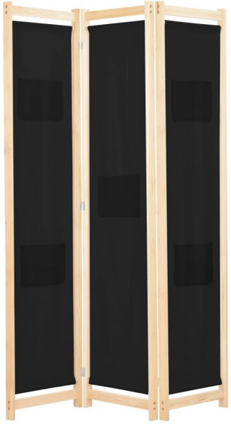 3-paneelinen tilanjakaja musta 120x170x4 cm kangas_1