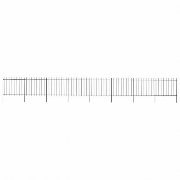 Puutarha-aita, keihäskärjillä, 13.6x1.5m, teräs, musta