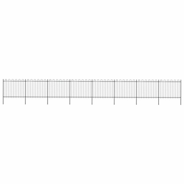 Puutarha-aita, kaarikärjillä, 13.6x1.5m, teräs, musta