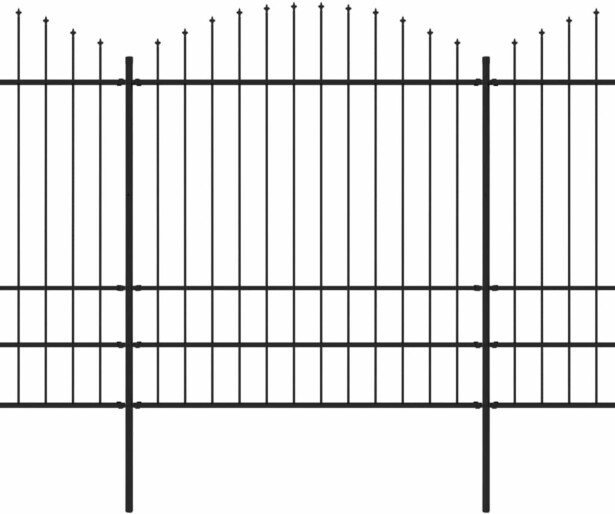 Puutarha-aita, keihäskärjillä, teräs, (1.75-2)x13.6m, musta