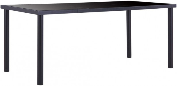 Ruokapöytä, musta, 180x90x75 cm, karkaistu lasi