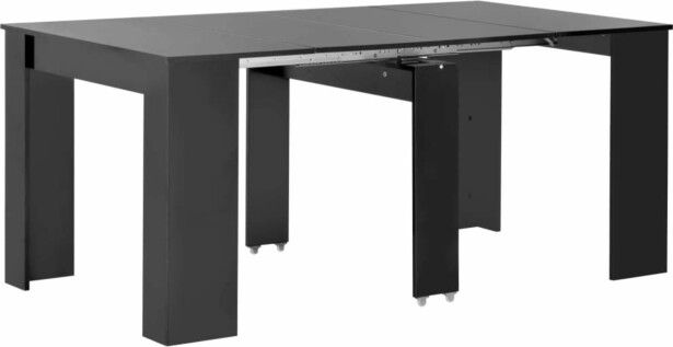 Jatkettava ruokapöytä korkeakiilto musta 175x90x75 cm_1
