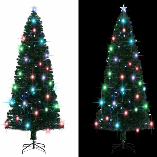 Tekojoulukuusi jalustalla, 5 eri väristä valoa, 240cm, 380 oksaa