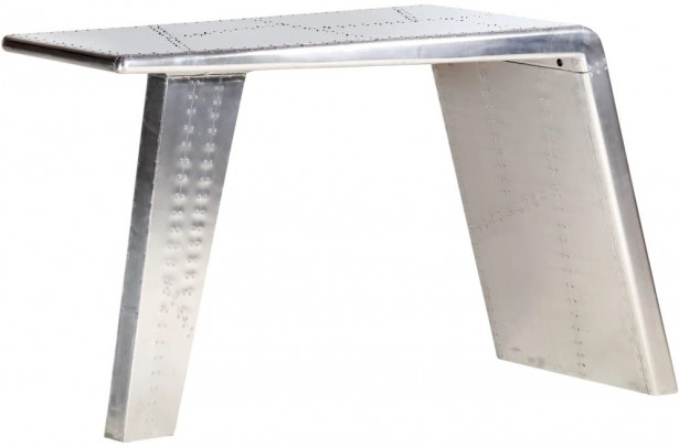 Ilmailutyylinen työpöytä hopea 112x50x76 cm metalli_1