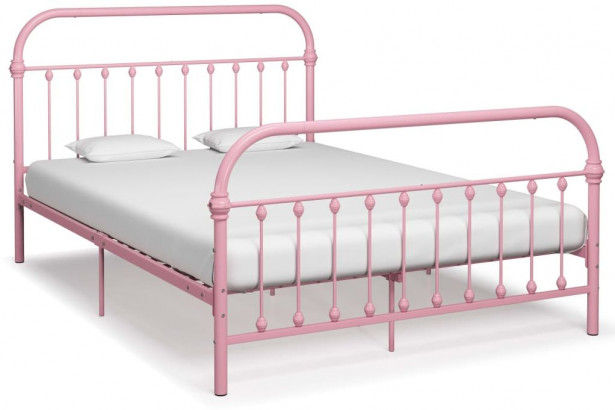 Sängynrunko pinkki metalli 140x200 cm_1