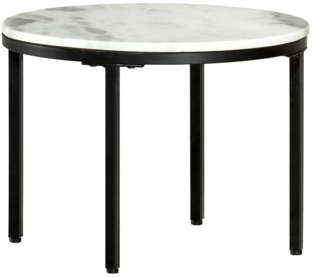 Sohvapöytä valkoinen ja musta ã˜50 cm aito marmori_1