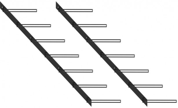 Seinäkiinnitteinen viinipulloteline, 14-pullolle, 2 kpl, metalli