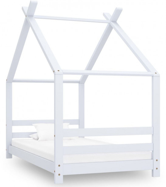 Lasten sängynrunko, valkoinen täysmänty, 80x160 cm