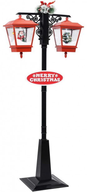 Jouluinen katuvalaisin joulupukilla, musta ja punainen, 188cm