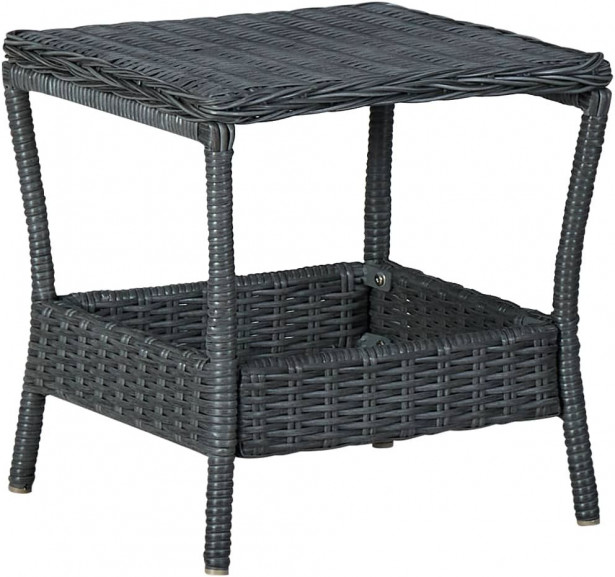 Puutarhapöytä tummanharmaa 45x45x46,5 cm polyrottinki_1