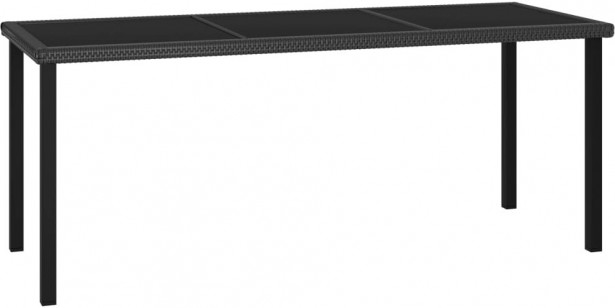 Puutarhan ruokapöytä musta 180x70x73 cm polyrottinki_1