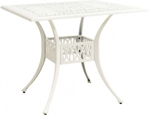 Puutarhapöytä valkoinen, 90x90x73 cm, valualumiini