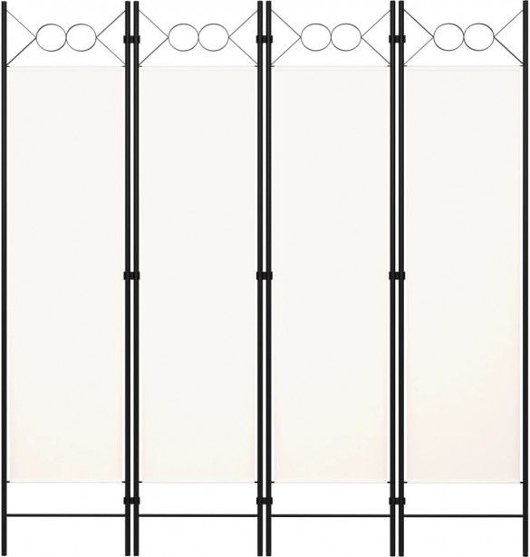 4-paneelinen tilanjakaja, valkoinen, 160x180 cm