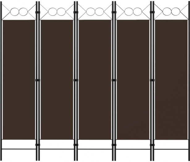 5-paneelinen tilanjakaja, ruskea, 200x180 cm