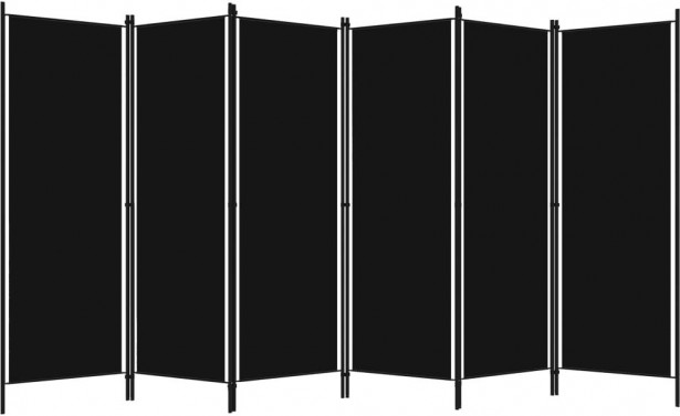 6-paneelinen tilanjakaja, musta, 300x180 cm