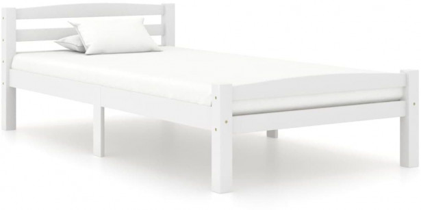 Sängynrunko, täysi mänty, valkoinen, 90x200 cm