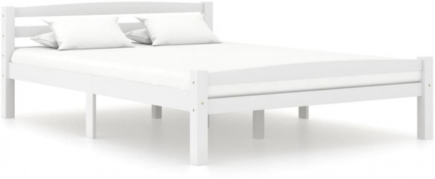 Sängynrunko, täysi mänty, valkoinen, 140x200 cm