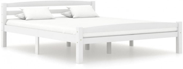 Sängynrunko, täysi mänty, valkoinen, 160x200 cm