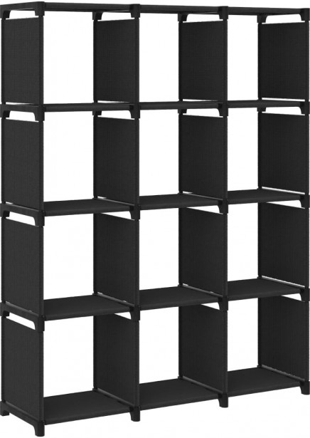 12 kuution esittelyhylly musta 103x30x141 cm kangas_1