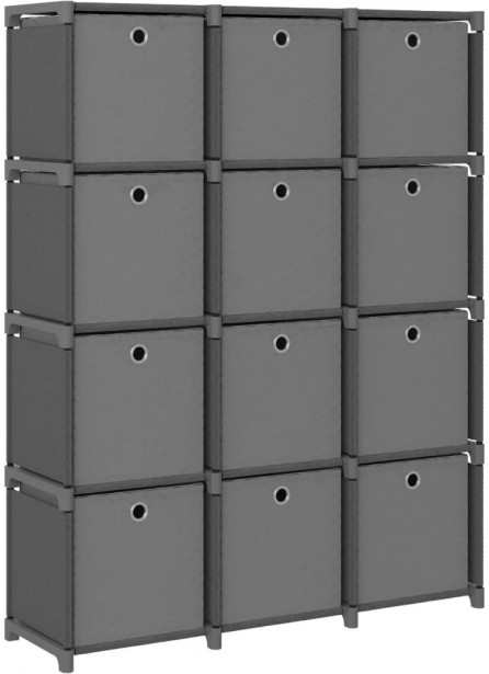 12 kuution esittelyhylly + laatikot harmaa 103x30x141 cm_1