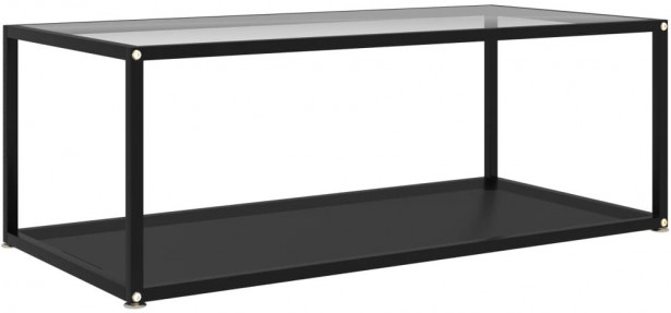 Sohvapöytä läpinäkyvä ja musta 100x50x35 cm karkaistu lasi_1