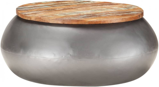 Sohvapöytä harmaa 68x68x30 cm kierrätetty täyspuu_1