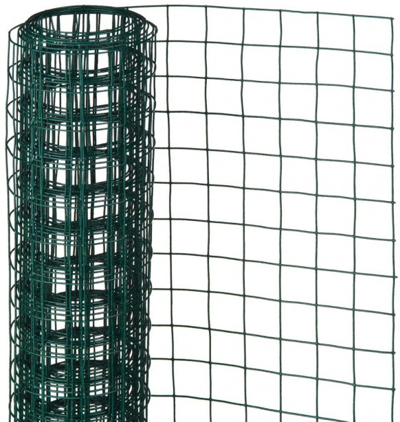 Metalliverkko, neliö, 0.5x5m, 13mm, muovipäällysteinen teräs, vihreä