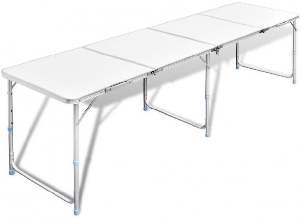 Retkipöytä 240x60cm, alumiini, korkeussäädettävä