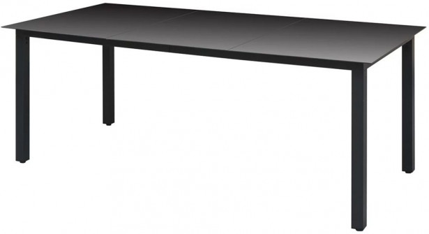 Puutarhapöytä musta, 190x90x74 cm, alumiini ja lasi