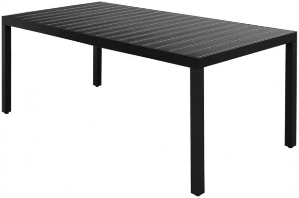 Puutarhapöytä musta, 185x90x74 cm, alumiini ja puukomposiitti