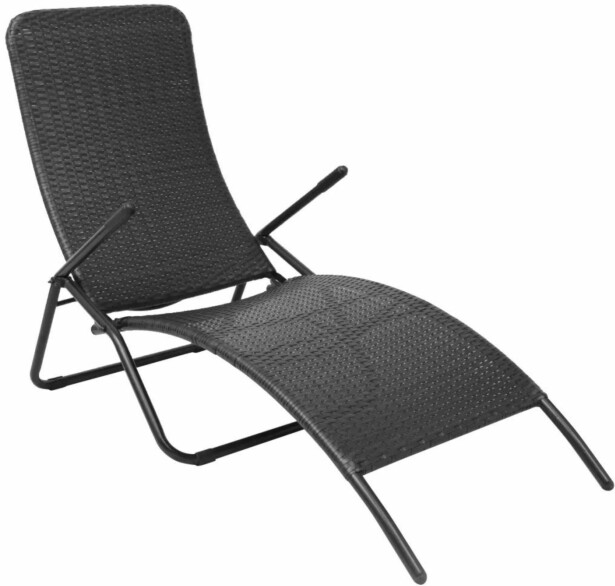 Kokoontaitettava aurinkotuoli, 61x147x95 cm, polyrottinki musta