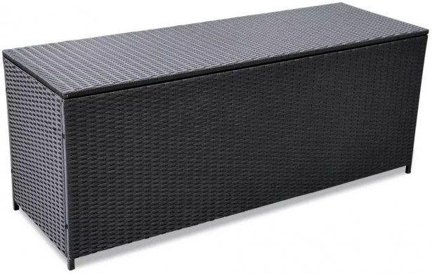 Puutarhan säilytyslaatikko, 150x50x60 cm, musta polyrottinki