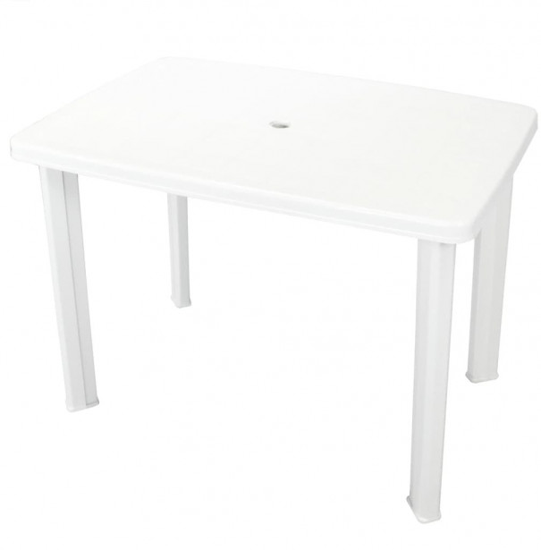 Puutarhapöytä valkoinen, 101x68x72 cm, muovi
