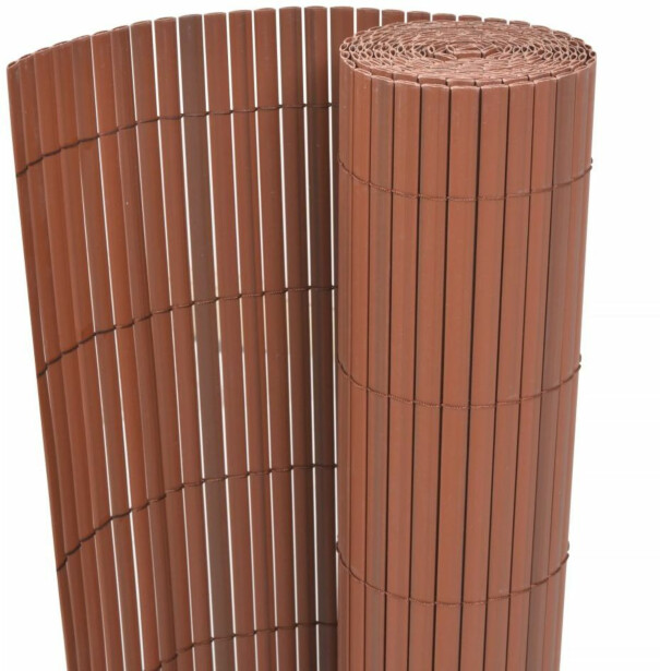 Kaksipuolinen puutarha-aita, PVC, 150x300cm, ruskea
