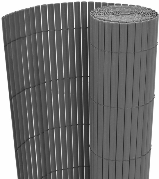 Kaksipuolinen puutarha-aita, PVC, 150x300cm, harmaa