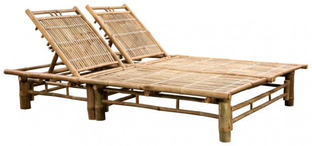 Kahden hengen aurinkotuoli, 200x130x(24-87) cm, bambu