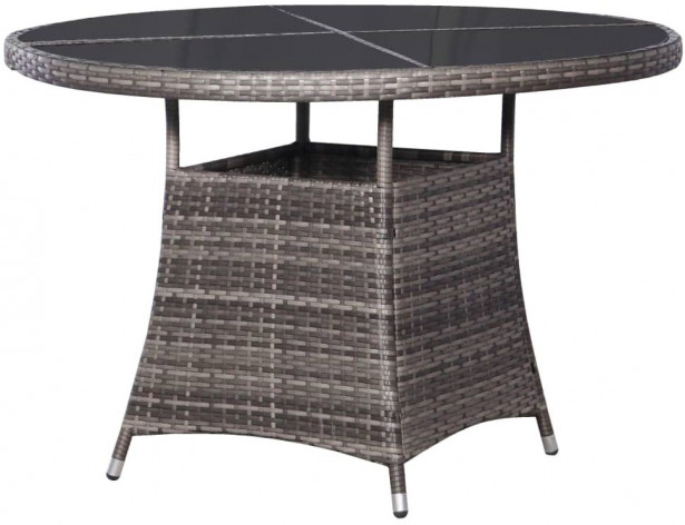 Puutarhapöytä, 110x74 cm, harmaa polyrottinki