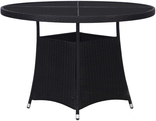 Puutarhapöytä, 110x74 cm, musta polyrottinki