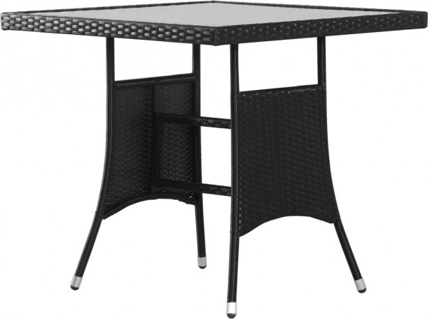 Puutarhapöytä, 80x80x74 cm, musta polyrottinki