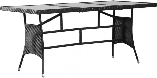 Puutarhapöytä, 170x80x74 cm, musta polyrottinki
