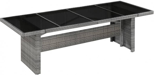 Puutarhapöytä, 240x90x74 cm, polyrottinki ja lasi