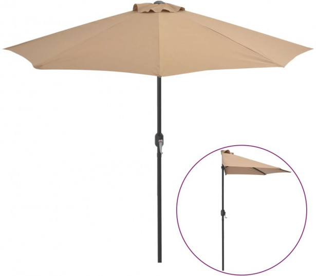 Aurinkovarjo ulkotiloihin, alumiinitanko, 270x135 cm, taupe