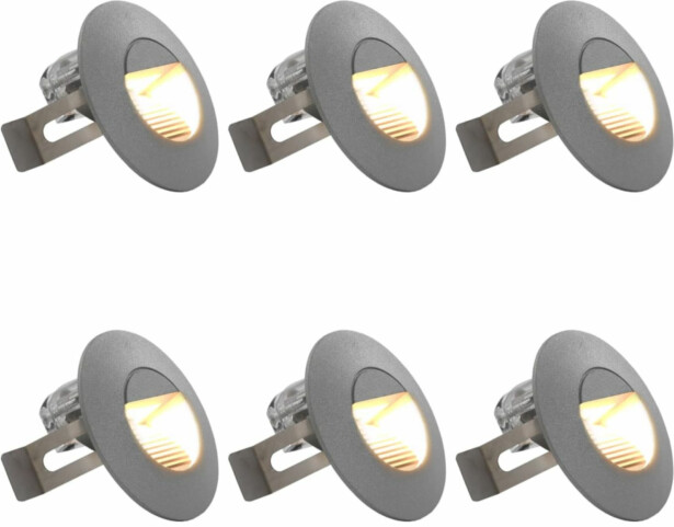 LED-seinävalaisimet ulkokäyttöön, 6 kpl, 5 W, hopea, pyöreä