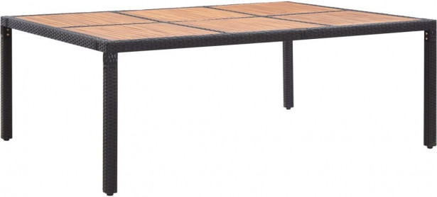 Puutarhapöytä musta 200x150x74 cm polyrottinki ja akaasiapuu_1